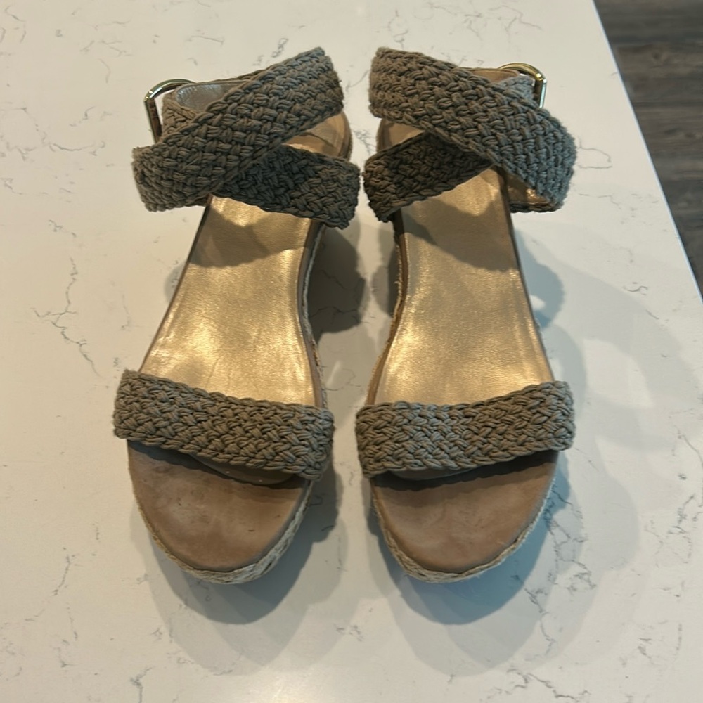 Stuart Weitzman Tan Sandals with Braided Straps